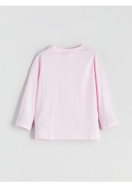 Yeni Sezon Bisiklet Yaka Barbie Baskılı Kız Çocuk Pijama Üst modelleri