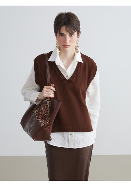 Yeni Sezon V Yaka Kadın Triko Süveter