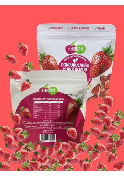 Fairdry Çilek Sepeti -Üçlü Çilek Dilim, Freeze Dried, Dondurularak Kurutulmuş, Meyve Kurusu, Katkısız, Çıtır Meyve Cipsi modelleri