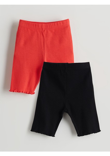 Yeni Sezon Beli Lastikli Kız Çocuk Kısa Tayt 2'li