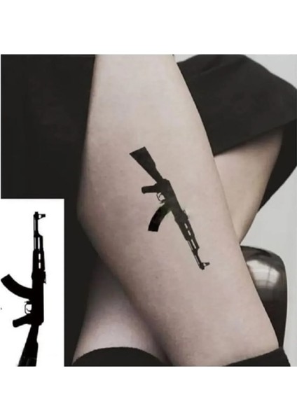 1 Aylık Gerçekci Ak-47 Kalaşnikof Keleş Geçici Dövme fiyatları