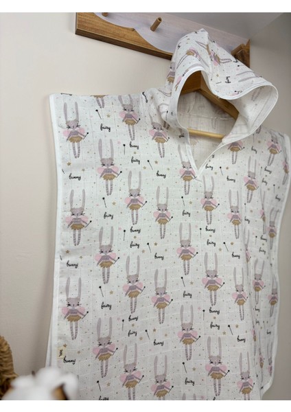 Organik %100 Pamuk Müslin Kapşonlu Panço Plaj Havuz 1 - 5 Yaş Çocuk Bebek Pançosu fırsatları