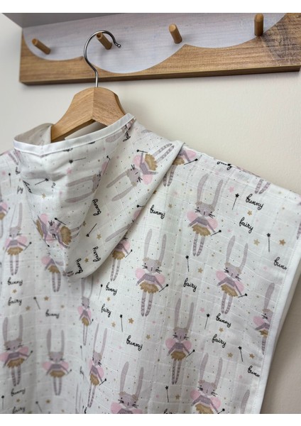 Organik %100 Pamuk Müslin Kapşonlu Panço Plaj Havuz 1 - 5 Yaş Çocuk Bebek Pançosu