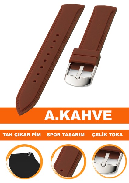 18MM-20MM-22MM-24MM Fossil-Welder-Casio-Seiko-Omega-Armani Saat Uyumlu Silikon Saat Kordonu Kayışı S01A18-10