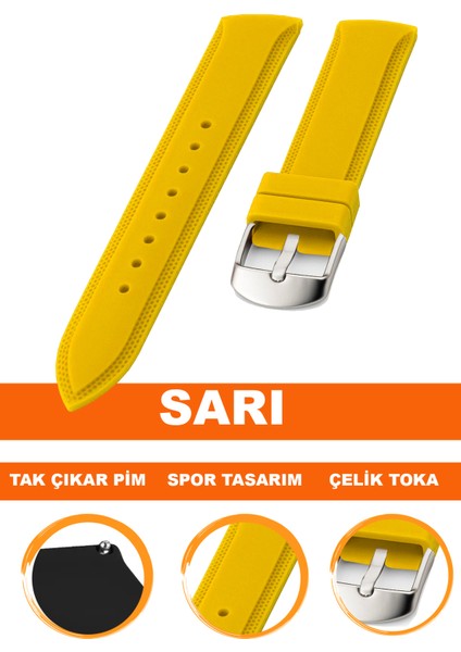 18MM-20MM-22MM-24MM Fossil-Welder-Casio-Seiko-Omega-Armani Saat Uyumlu Silikon Saat Kordonu Kayışı S01A18-16