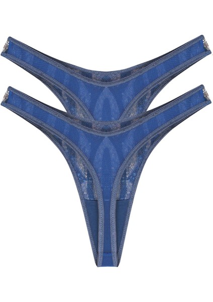 Kadın Lacivert Payet Detaylı 2'li Tanga Slip