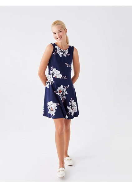 Lcw Vision Mavi Bisiklet Yaka Çiçekli Kadın Elbise fiyatları