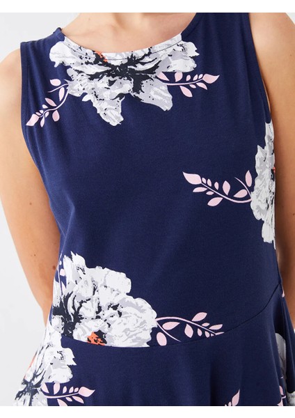 Lcw Vision Mavi Bisiklet Yaka Çiçekli Kadın Elbise fırsatları