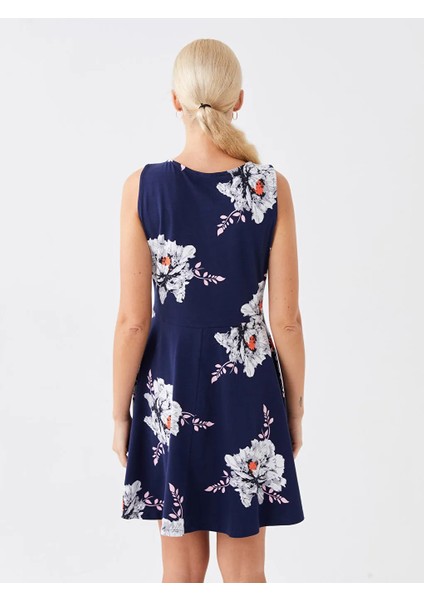 Lcw Vision Mavi Bisiklet Yaka Çiçekli Kadın Elbise indirimleri