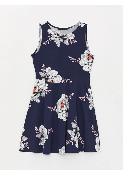Lcw Vision Mavi Bisiklet Yaka Çiçekli Kadın Elbise