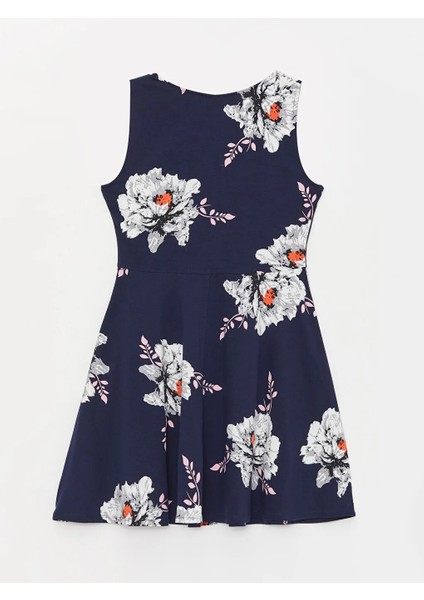 Lcw Vision Mavi Bisiklet Yaka Çiçekli Kadın Elbise