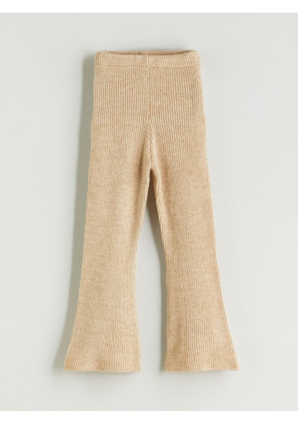 Yeni Sezon Beli Lastikli Ispanyol Paça Kız Çocuk Triko Tayt