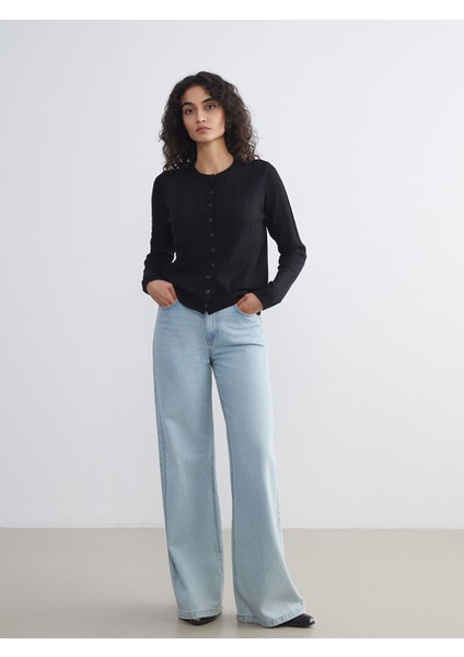 Yeni Sezon Bisiklet Yaka Kendinden Desenli Kadın Triko Hırka fiyatları