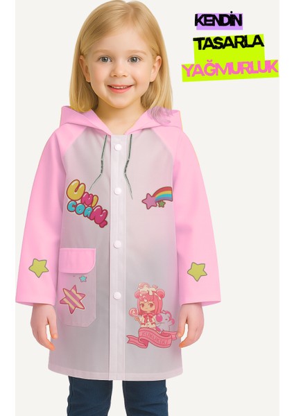 Pembe Kendin Tasarla Kız Çocuk Yağmurluk