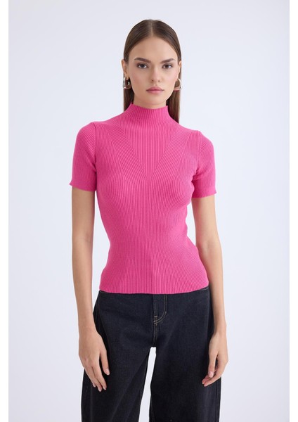 Balıkçı Yaka Yarım Kol Triko Bluz