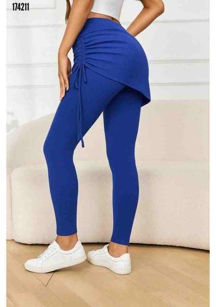 Kadın Yüksek Bel Yandan Büzgülü Alttan Uzun Kaşkorse Tayt Etek, Kırmızı Gül Figürlü Kolye Hediye fiyatları