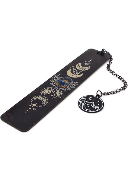 Ayın Evreleri ve Dağ Temalı Siyah Çelik Bookmark Metal Ayraç Kitap Ayracı Zincirli AY071 fırsatları