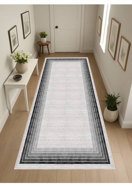 Siyah Gri Dijital Baskı Salon Halısı Kaymaz Tabanlı Yıkanabilir Halı Yolluk modelleri