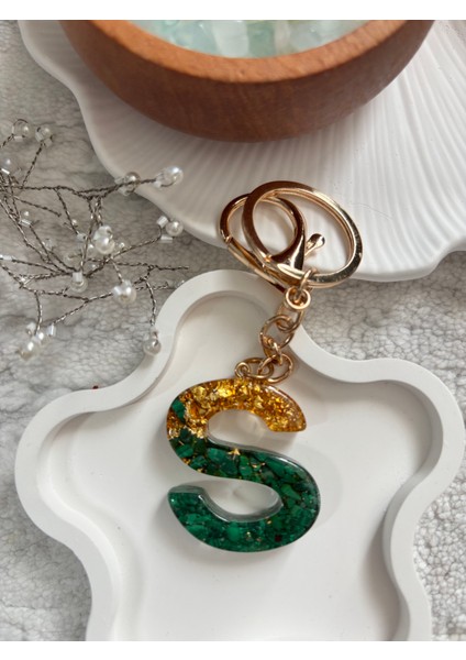 S Harfi Epoksi Yeşil Gold El Yapımı Anahtarlık fiyatları