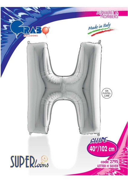 H Harf Supertrend Gümüş Folyo Balon 40"