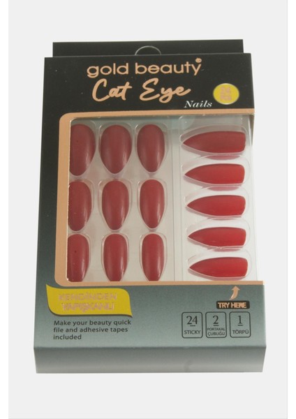 Depomix Gold 24LÜ Kedi Gözü Takma Tırnak-Kırmızı fiyatları