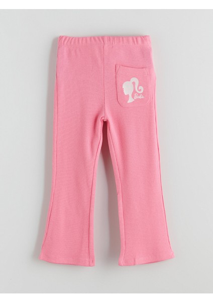 Yeni Sezon Beli Lastikli Barbie Baskılı Ispanyol Paça Kız Çocuk Tayt