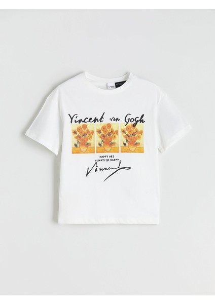 Yeni Sezon Vincent Van Gogh Baskılı Kız Çocuk Şortlu Pijama Takımı indirimleri