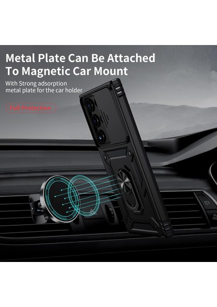 Samsung Galaxy S23 Ultra Uyumlu Ekran Koruyucu Kılıf Sürgülü Yüzüklü Standlı Darbe Emici Tank Kapak fiyatları