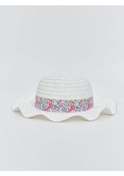 Yeni Sezon Çiçek Desenli Kız Çocuk Hasır Şapka