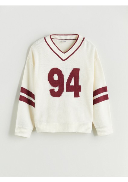 Yeni Sezon V Yaka Kız Çocuk Triko Kazak