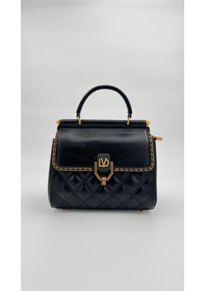 Siyah Ayarlanabilir Askılı Çift Taraflı Kapitone Omuz Çantası Orijinal Levidor Premium Çanta