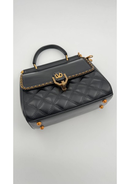 Siyah Ayarlanabilir Askılı Çift Taraflı Kapitone Omuz Çantası Orijinal Levidor Premium Çanta modelleri