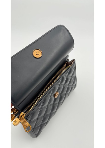 Siyah Ayarlanabilir Askılı Çift Taraflı Kapitone Omuz Çantası Orijinal Levidor Premium Çanta indirimleri