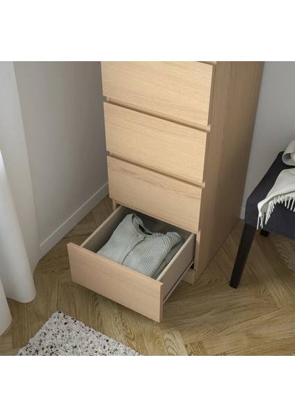 Malm 6 Çekmeceli Şifonyer Ağartılmış Meşe Kaplama 40 x 123 Cm Aynalı fırsatları