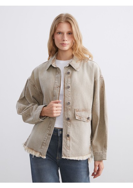 Yeni Sezon Oversize Kadın Jean Gömlek Ceket