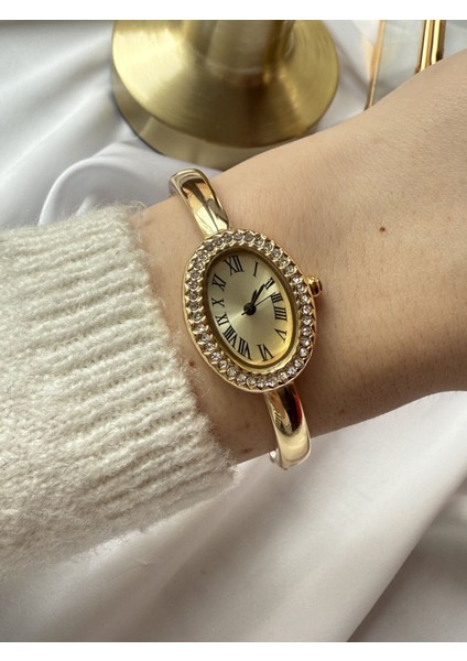 Gold Vintage Kelepçe Saat