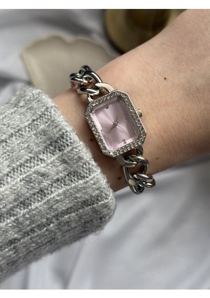 Pembe Cam Örgü Saat