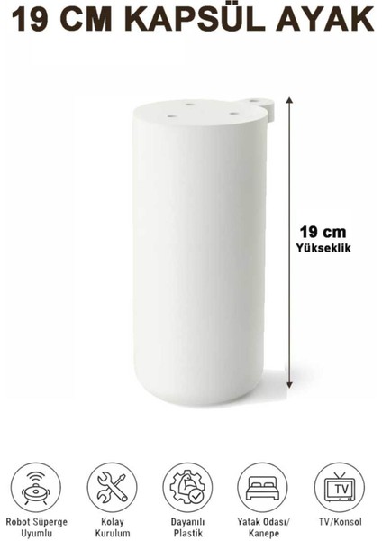 Kapsül Bohem 19 cm Mobilya Kanepe Sehpa Tv Ünitesi Koltuk ve Konsol Ayağı