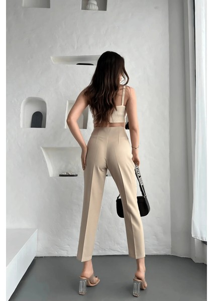 Kadın Yüksek Bel Pensli Zra Pantolon – Beyaz / Krem / Bej / Lacivert / Siyah | 36-46 Beden | Business & Ofis Kombin fiyatları