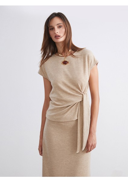 Yeni Sezon Bisiklet Yaka Büzgülü Bluz