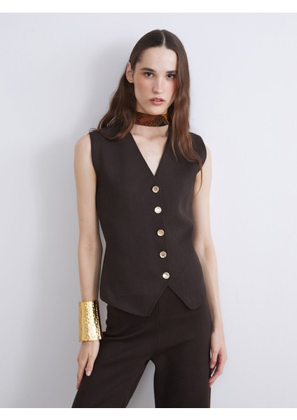 Yeni Sezon V Yaka Kadın Triko Yelek
