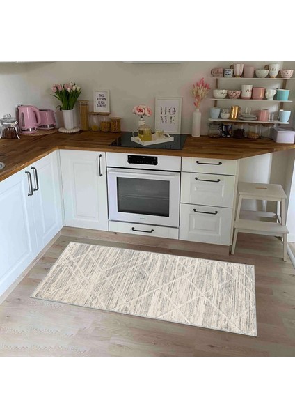 Navigli Geometrik Bej Polyester ve Pamuklu Yıkanabilir Kaydırmaz Taban Dijital Baskı Halı fırsatları