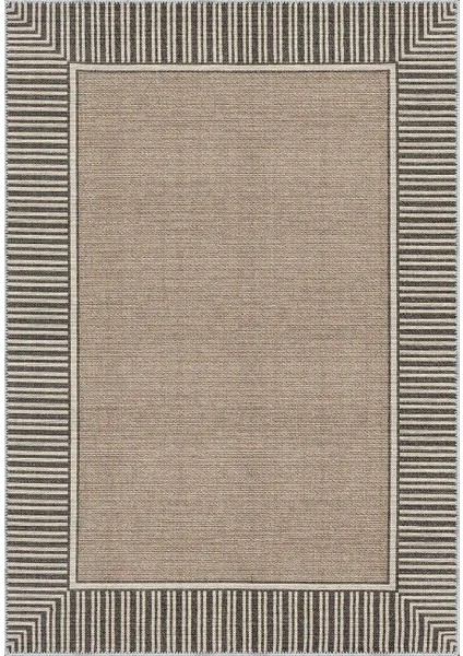 Salvon Çerçeveli Krem Polyester ve Pamuklu Yıkanabilir Kaydırmaz Taban Dijital Baskı Halı