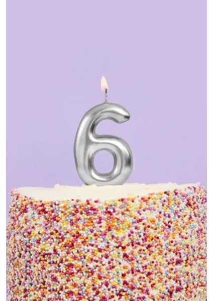 Gümüş 6 Rakamı Mum modelleri