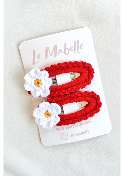 Kırmızı Örgü Çiçek 2'li Toka Set fırsatları