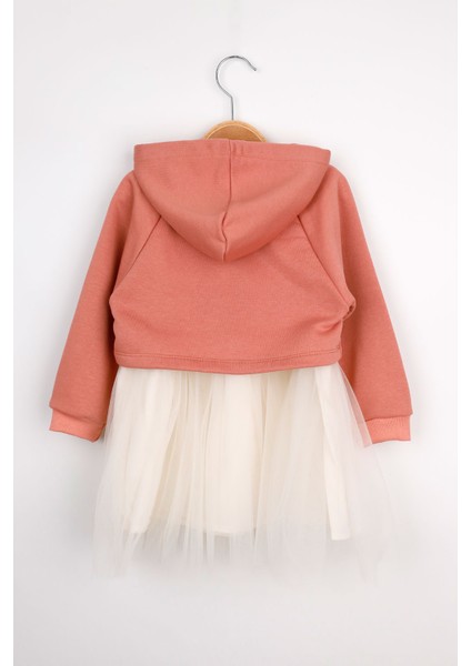 Kiremit Papatya Desenli Kapüşonlu Sweat Elbise Takım - Fleur
