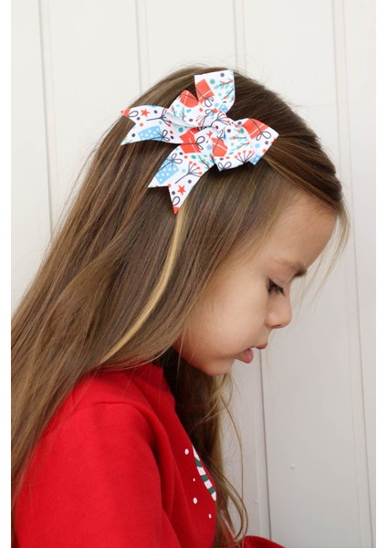 Beyaz Hediye Paketi Baskılı 2'li Kız Çocuk Fiyonk Klips Toka indirimleri