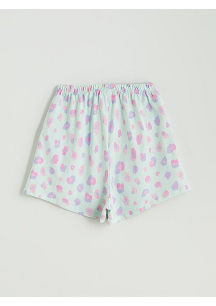 Yeni Sezon Beli Lastikli Baskılı Kız Çocuk Pijama Şort modelleri