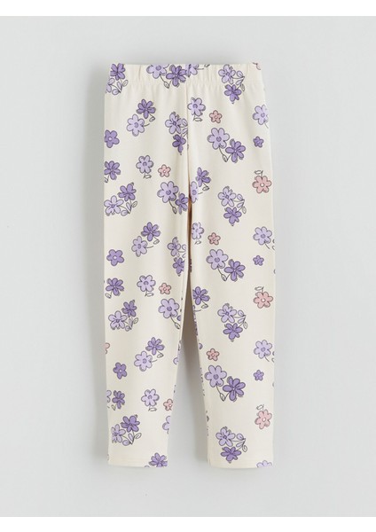 Yeni Sezon Beli Lastikli Çiçekli Kız Çocuk Tayt