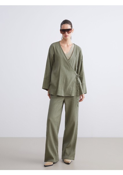 Yeni Sezon Kruvaze Yaka Dokulu Müslin Kadın Kimono fiyatları